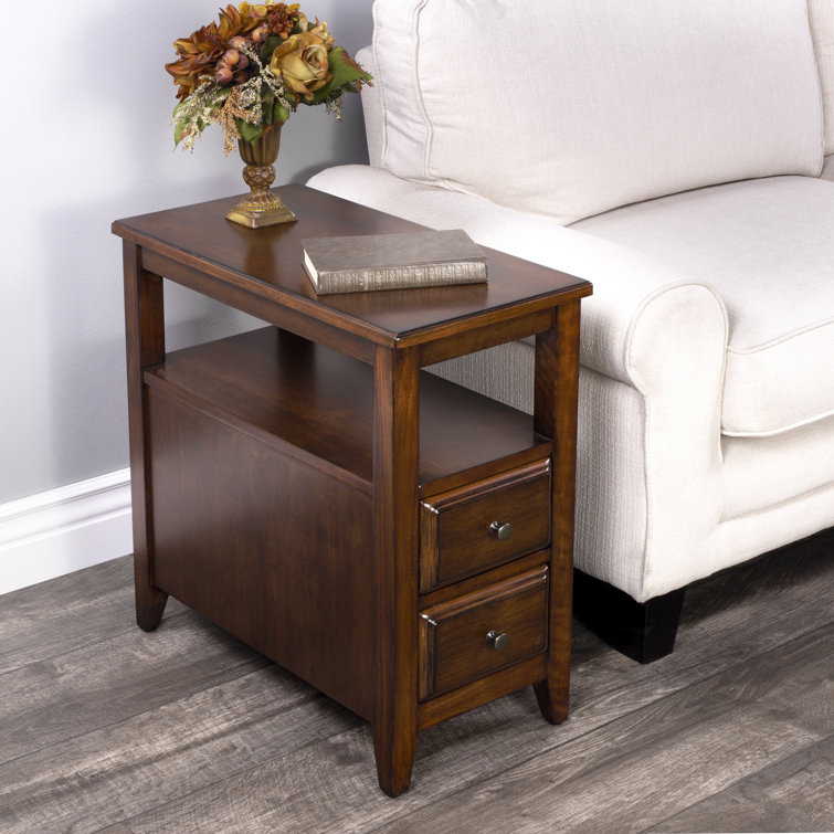 Marcus Antique Cherry Rectangular Wood Side Table with Storage