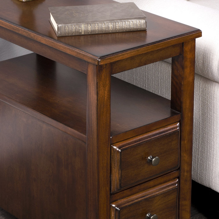 Marcus Antique Cherry Rectangular Wood Side Table with Storage