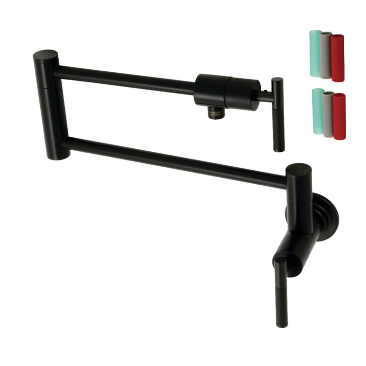 Matte Black Brass Wall Mount Pot Filler Faucet
