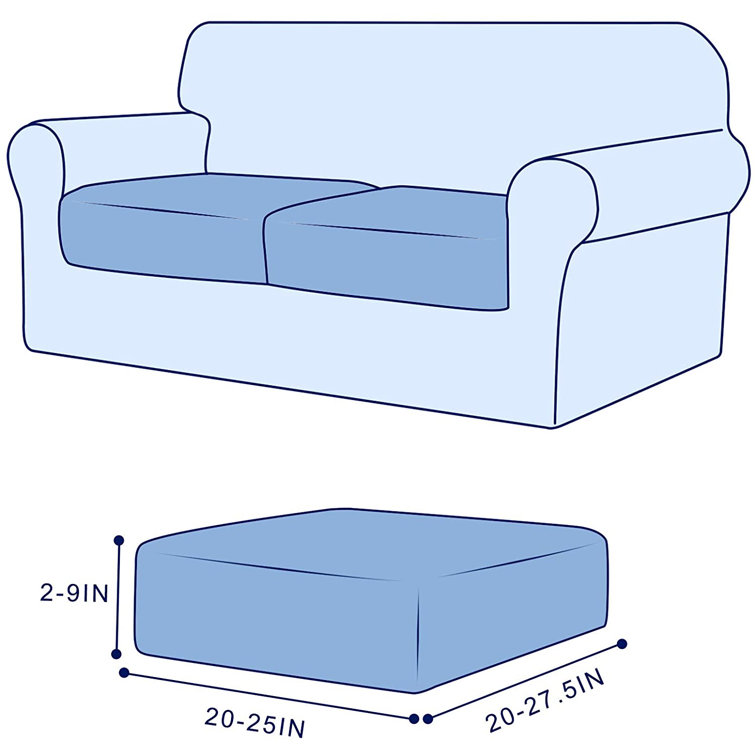 Light Gray Stretch Loveseat Slipcover with Box Cushion