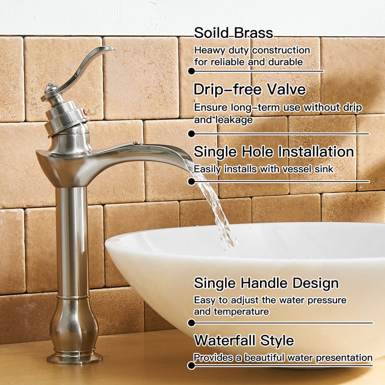Brushed Nickel High Arc Single Handle Bathroom Faucet