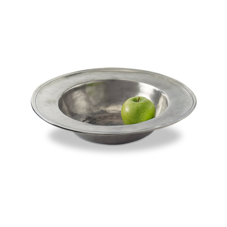 Elegant Pewter Wide Rimmed 13.8" Serving Bowl