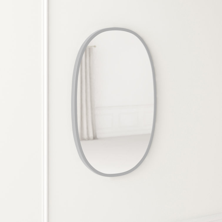 Modern Hub Oval Full-Length Wall Mirror with Grey Rubber Edge 38"x26"