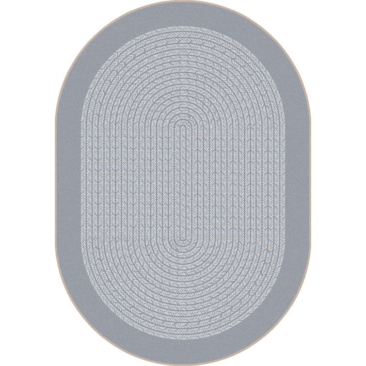 Silver Rectangular Synthetic Braided Area Rug, 64" x 46"