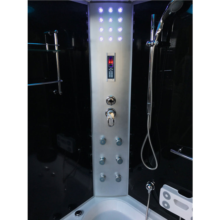 Milan 49'' White Acrylic Corner Whirlpool Bathtub with Digital Control