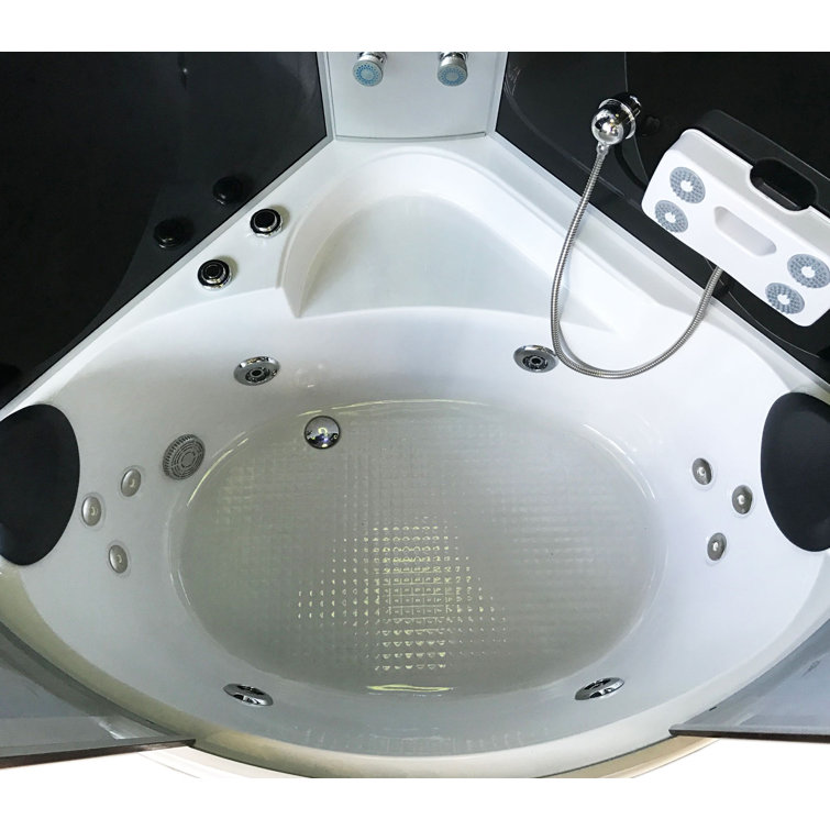 Milan 49'' White Acrylic Corner Whirlpool Bathtub with Digital Control