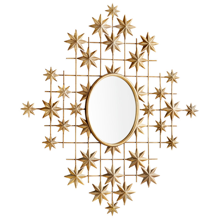 Alena Contemporary Gold Iron Round Wall Mirror 22.5"