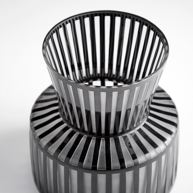 Modern Black Glass Tulip Silhouette Table Vase 11.75''