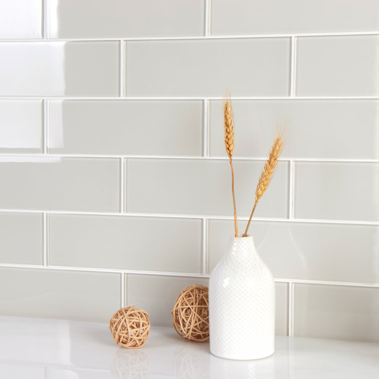 Ivory Polished Glass Subway Tile for Walls and Backsplashes