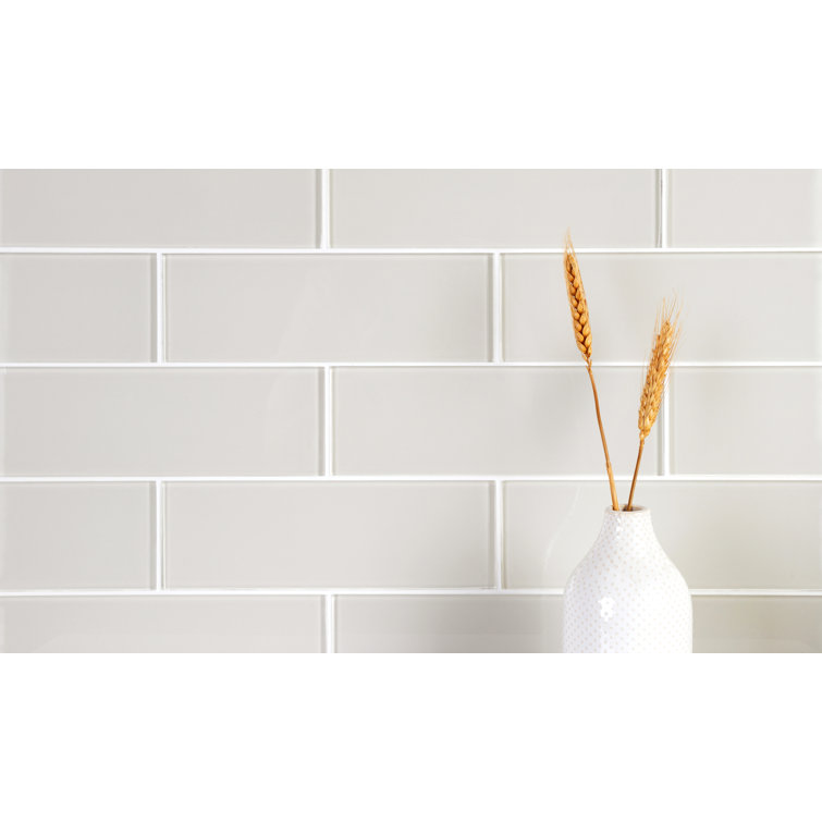 Ivory Polished Glass Subway Tile for Walls and Backsplashes