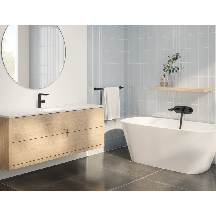 Modern Black Brass Single Hole Bathroom Faucet with Drain Assembly