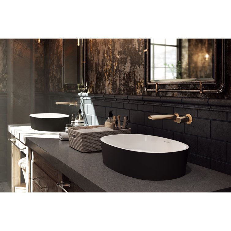 Parabola Minimalist Polished Black Wall-Mounted Bathroom Faucet