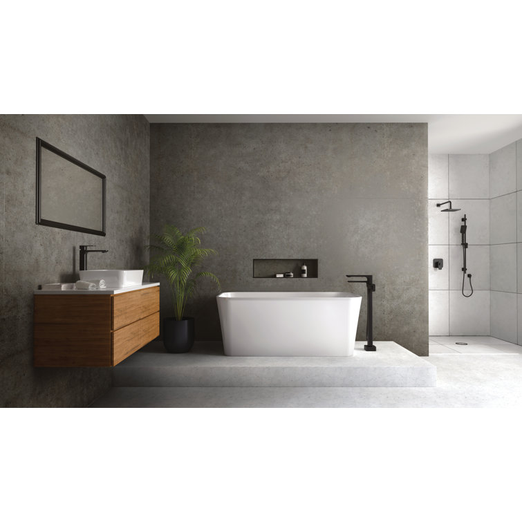 Equinox Chrome Single Hole Floor Mount Clawfoot Tub Faucet with Lever