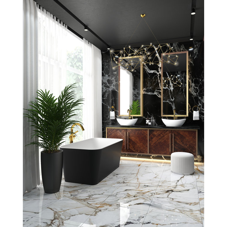 Riu™ Black Metal Single Hole Floor Mount Tub Filler with Lever Handle