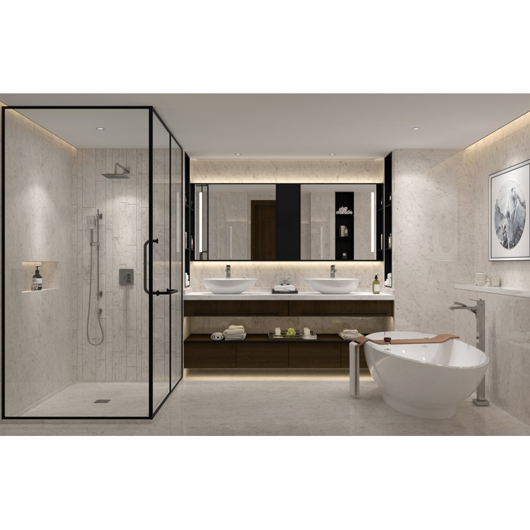 Zendo Chrome Freestanding Tub Filler with Handshower