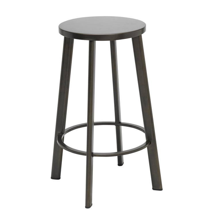 Metro Industrial Steel Frame Counter Stool with Natural MDF Seat