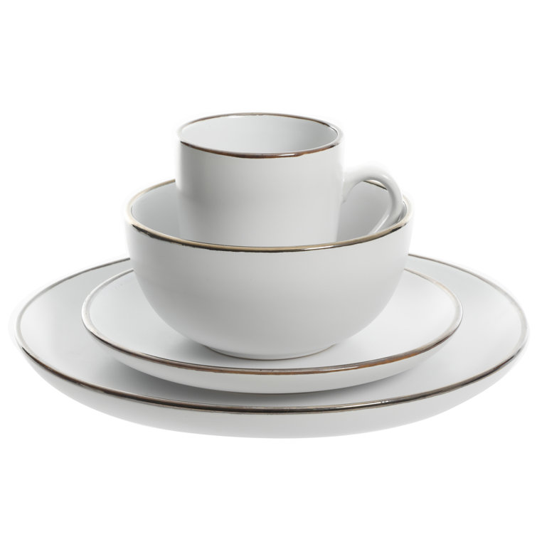 Rockaway Matte White Ceramic Dinnerware Set, Service for 4