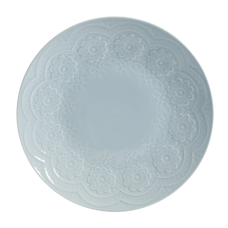 Aqua Floral Porcelain 16-Piece Dinnerware Set for 4