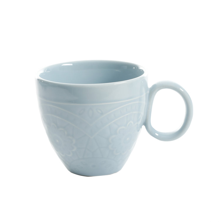 Aqua Floral Porcelain 16-Piece Dinnerware Set for 4