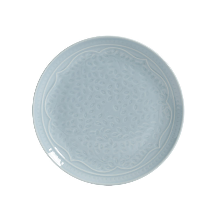 Aqua Floral Porcelain 16-Piece Dinnerware Set for 4