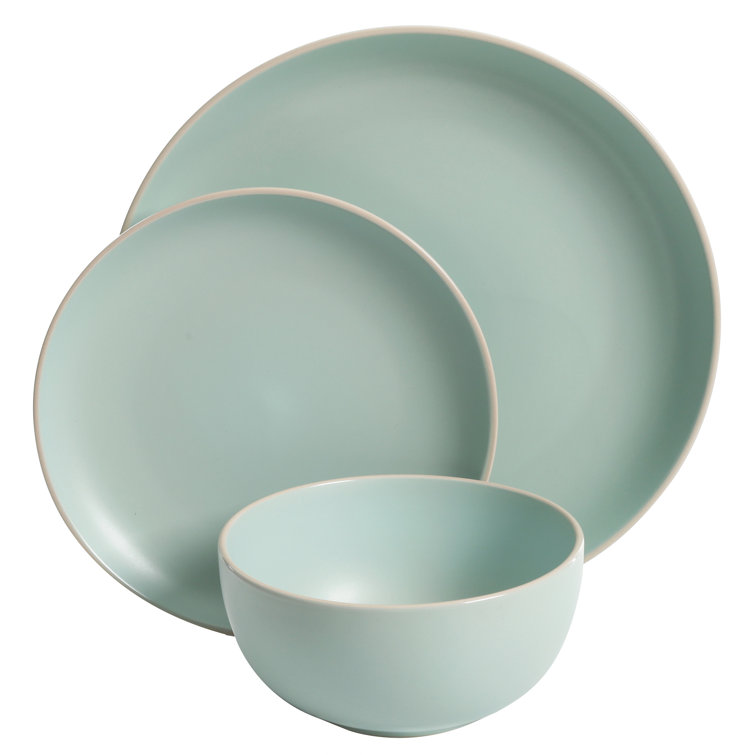 Matte Teal Ceramic 12-Piece Dinnerware Set, Service for 4