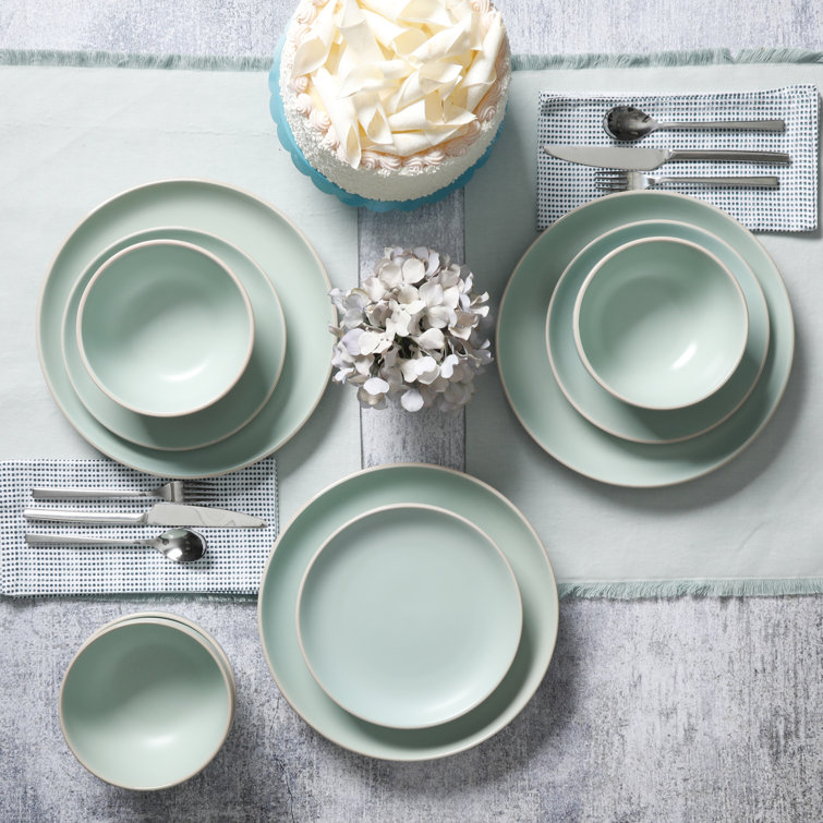 Matte Teal Ceramic 12-Piece Dinnerware Set, Service for 4