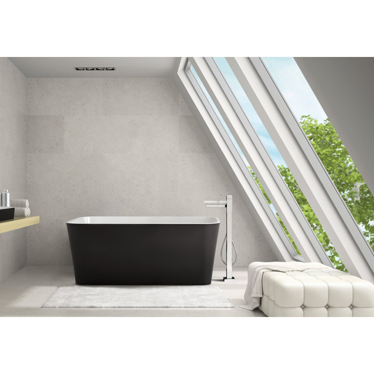 Kubik Chrome Single Hole Floor Mount Tub Filler