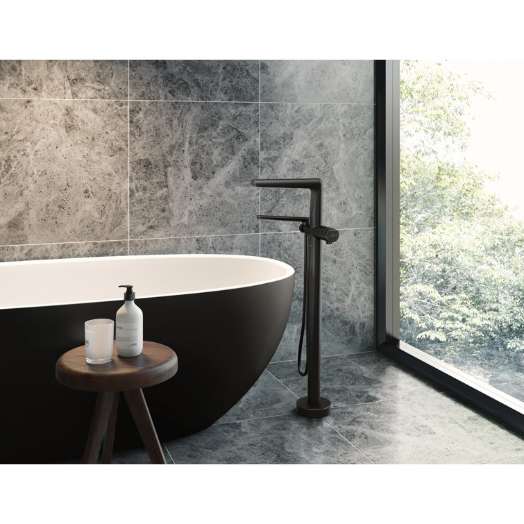 Parabola Elegant Nickel Clawfoot Tub Filler with Handheld Shower