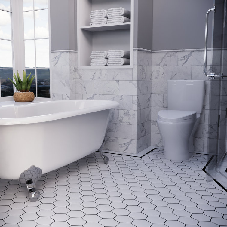 White Hexagon Porcelain Mosaic Tile Sheet