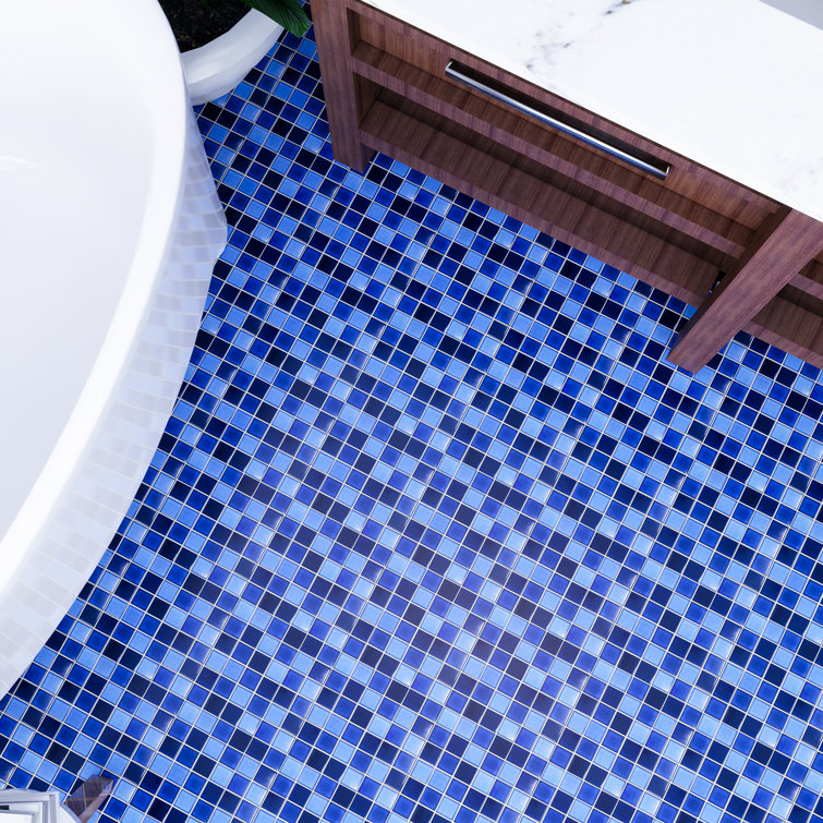 Aquas Blue Square Porcelain Mosaic Tile Sheet