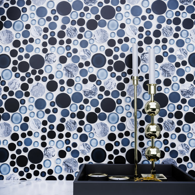 White Bubble Art Marble Look Mosaic Wall Tile Sheet