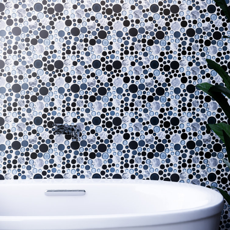 White Bubble Art Marble Look Mosaic Wall Tile Sheet