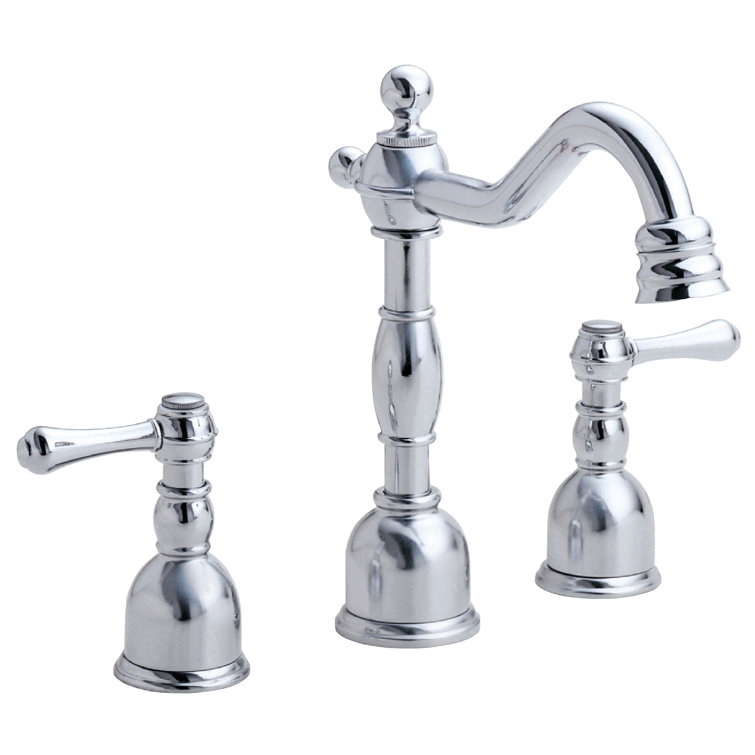 Chrome Brass Widespread Bathroom Faucet with Drain Assembly