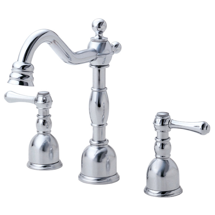Chrome Brass Widespread Bathroom Faucet with Drain Assembly
