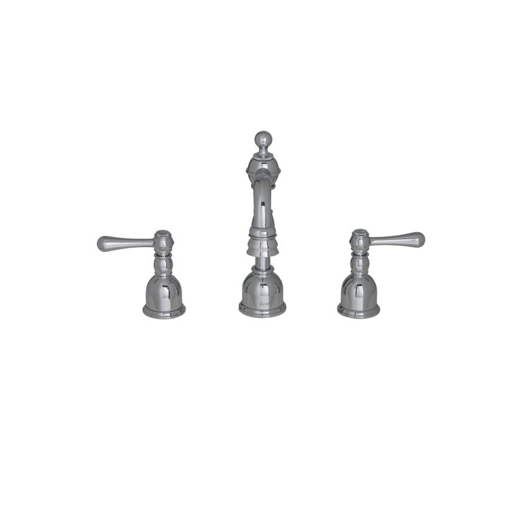 Chrome Brass Widespread Bathroom Faucet with Drain Assembly