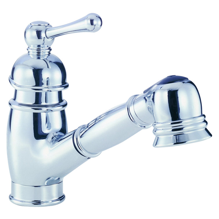 Chrome Single Handle Pull-Out Kitchen Faucet with Spray