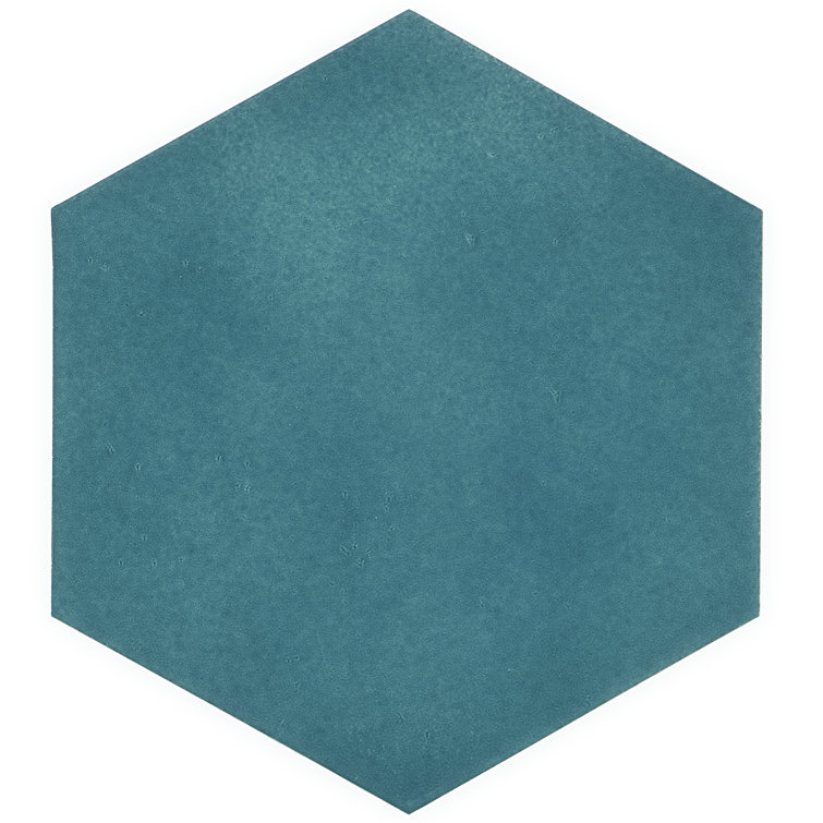 Triton 7" x 8" Glossy Green Hexagon Porcelain Tile