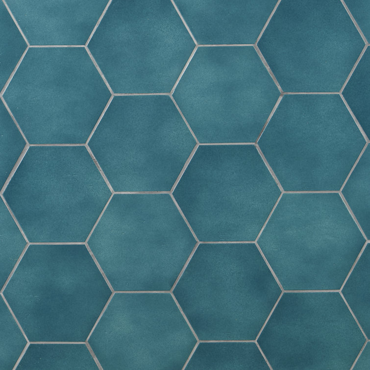 Triton 7" x 8" Glossy Green Hexagon Porcelain Tile