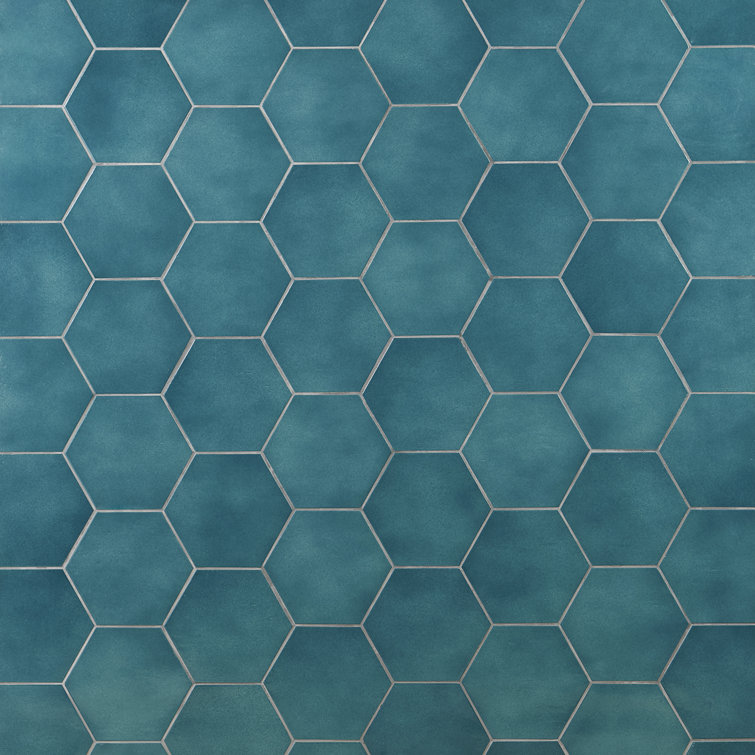 Triton 7" x 8" Glossy Green Hexagon Porcelain Tile