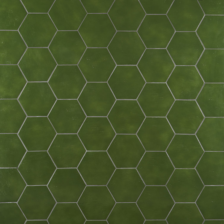Triton Moss Green Glossy Hexagonal Porcelain Tile