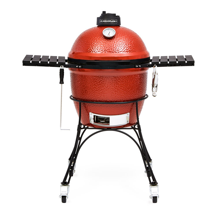 Blaze Red 18-Inch Ceramic Charcoal Grill with Smoker