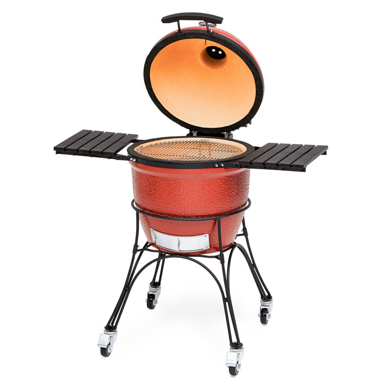 Blaze Red 18-Inch Ceramic Charcoal Grill with Smoker