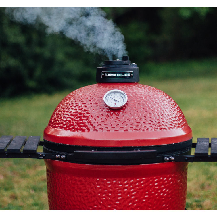 Blaze Red 18-Inch Ceramic Charcoal Grill with Smoker