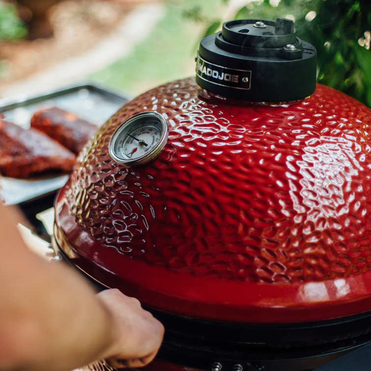 Blaze Red 18-Inch Ceramic Charcoal Grill with Smoker