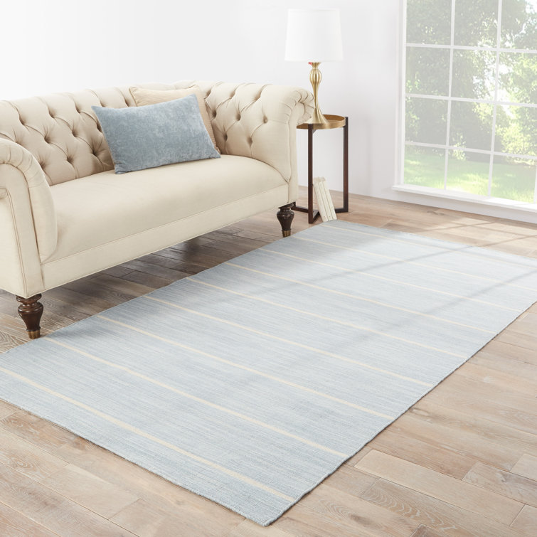 Celestial Blue 10' x 14' Wool Striped Area Rug
