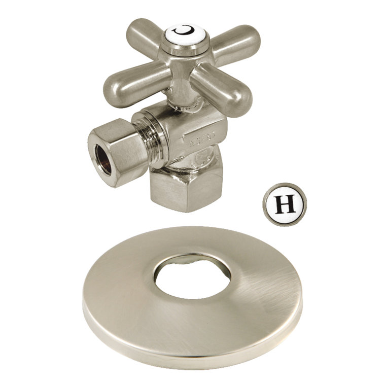 Brushed Nickel Vintage Quarter-Turn Angle Stop Valve with Flange