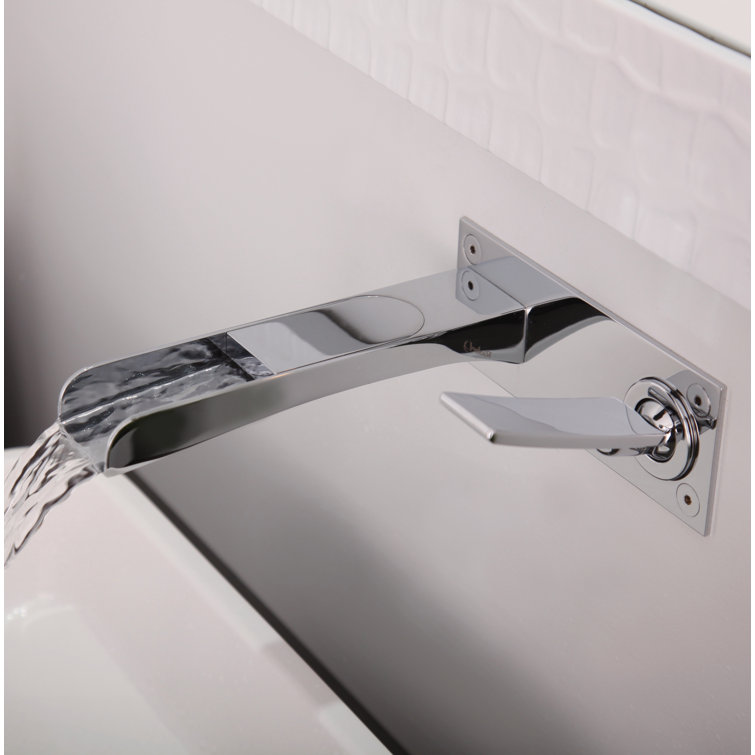 Zendo Chrome Wall Mount Modern Bathroom Faucet with Lever Handle
