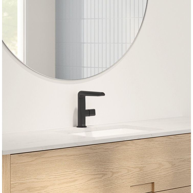 Black Brass Single Hole Bathroom Faucet with Drain Assembly