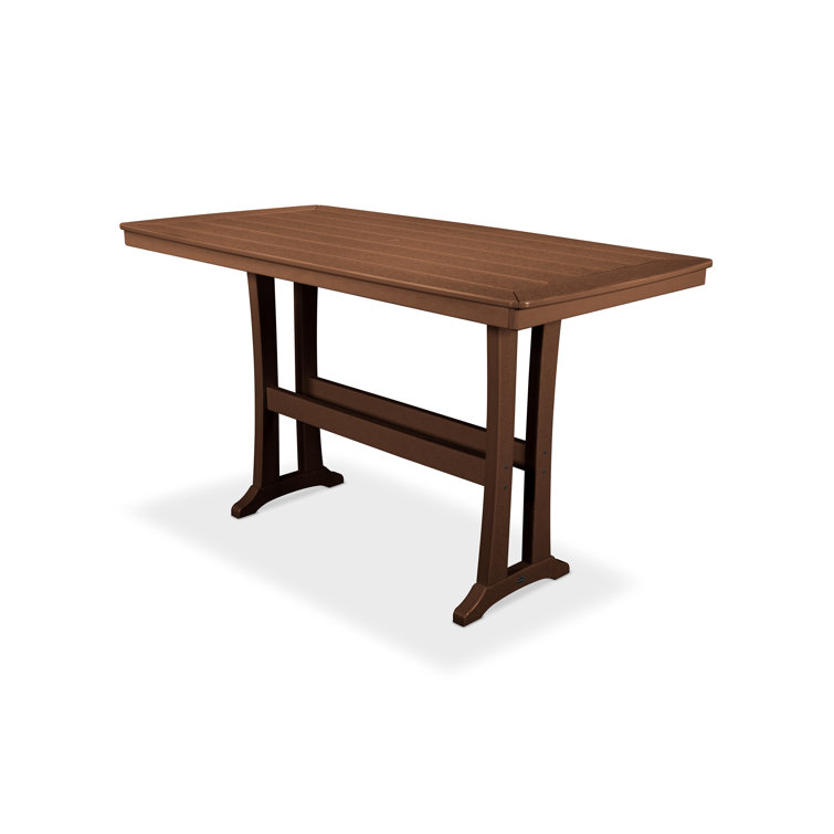 Teak 38" x 73" Outdoor Bar Table with Umbrella Hole