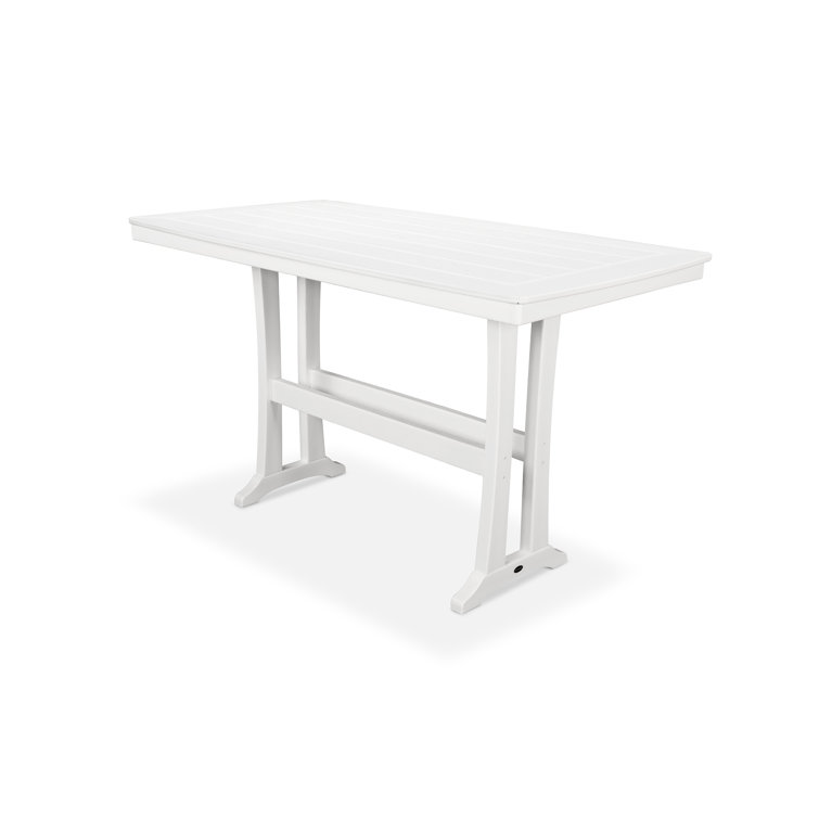 White Nautical Trestle 38" x 73" All-Weather Bar Table